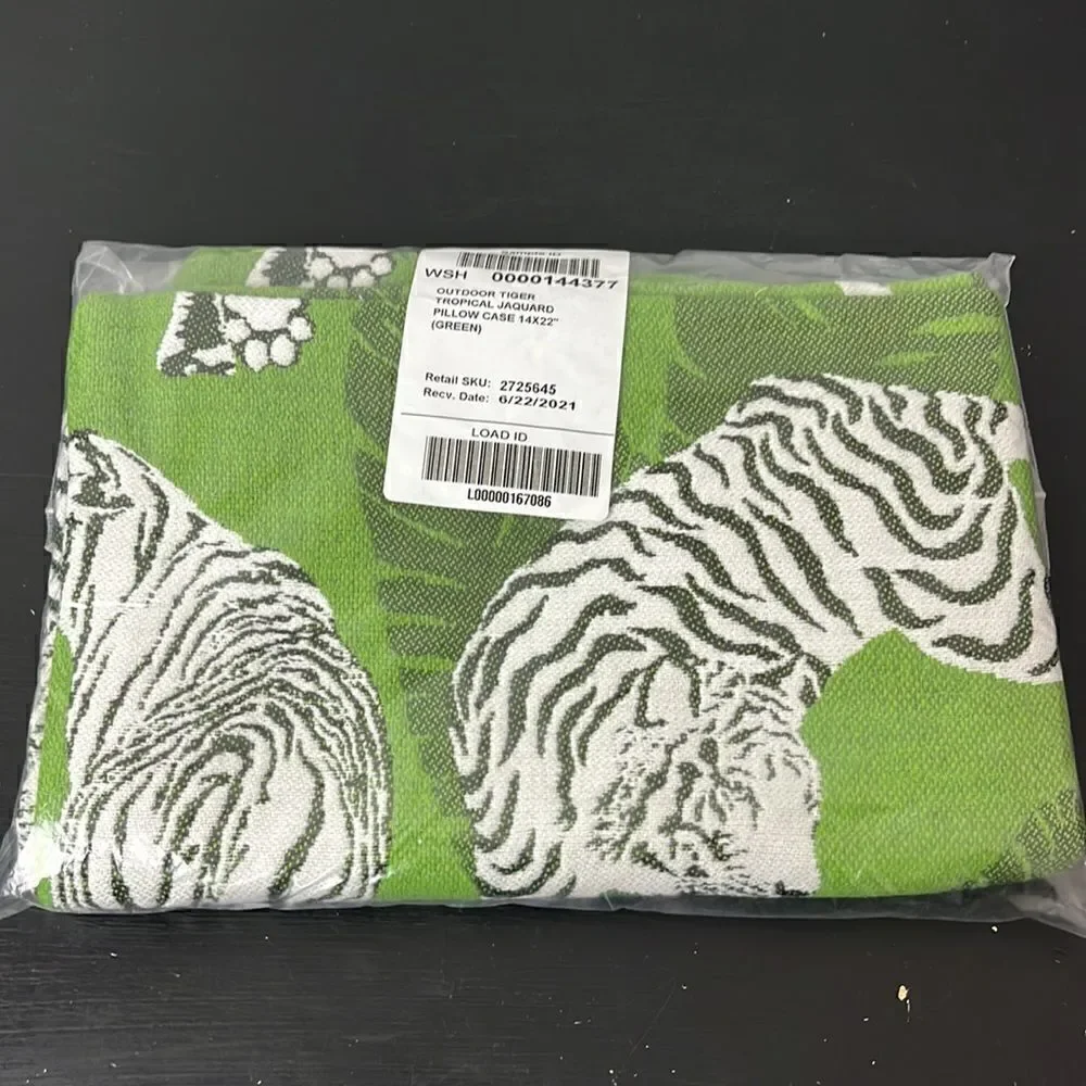 Williams Sonoma Outdoor Sunbrella Tiger Tropical Jacquard pillow case